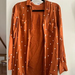Old Navy Orange Polka Dot Blouse